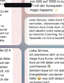 Anonymisierte WhatsApp-Erfahrung einer Teilnehmerin 3